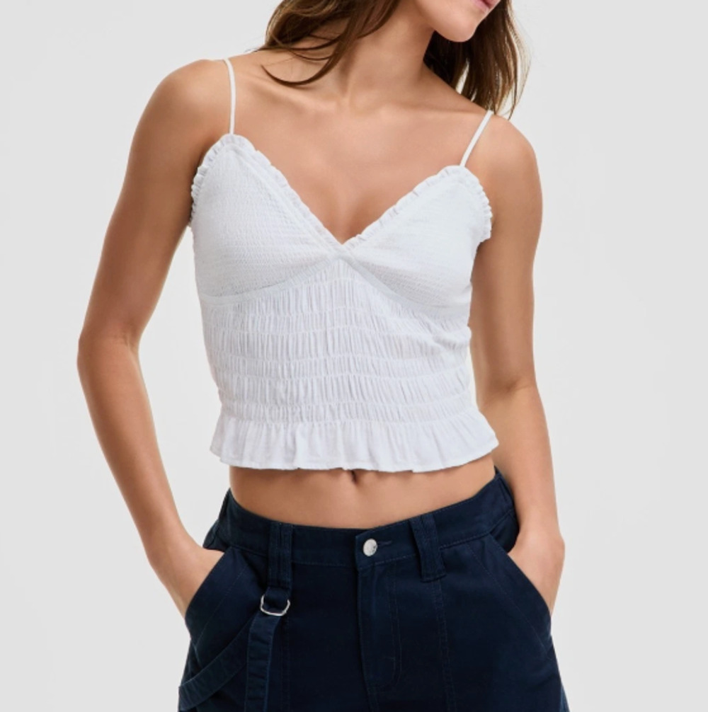 Self Esteem Juniors' Smocked Tank Top White Size L